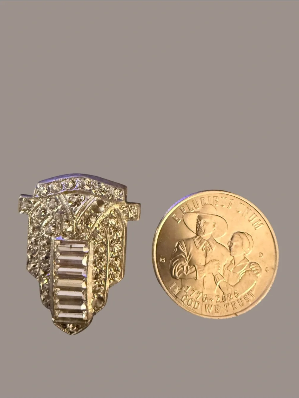 Vintage Silvertone Rhinestone Shoe Clip Art Deco Style Statement Jewelry